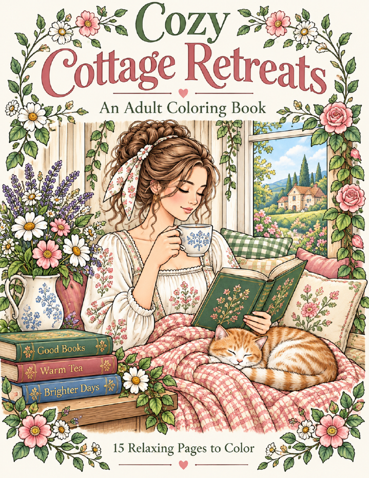 Cozy Cottage Retreats – An Adult Coloring Book cover