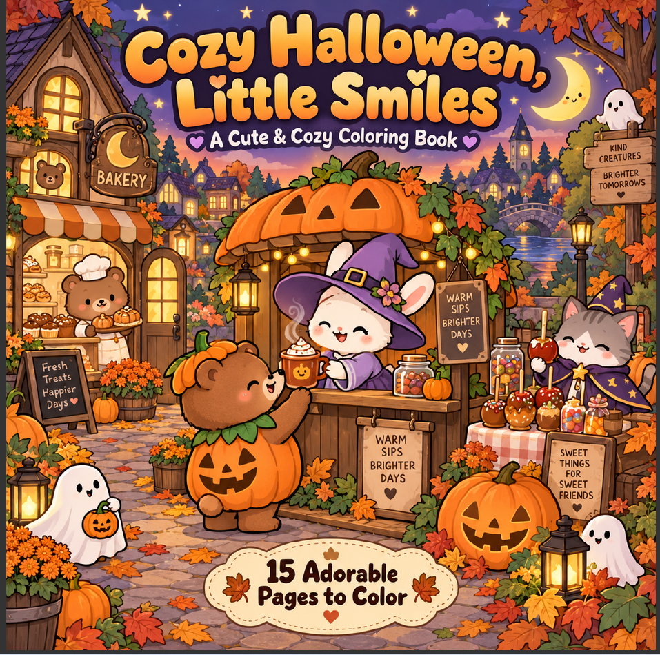 Cozy Halloween, Little Smiles – A Cute & Cozy Coloring Book cover