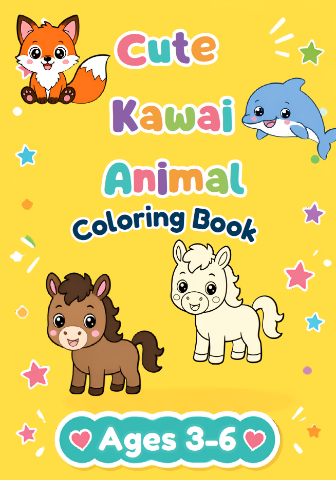 Cute Kawai Animal Coloring Book cover