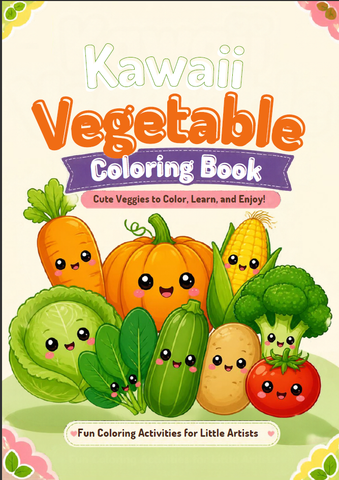 Kawaii Vegetable coloring Book cover