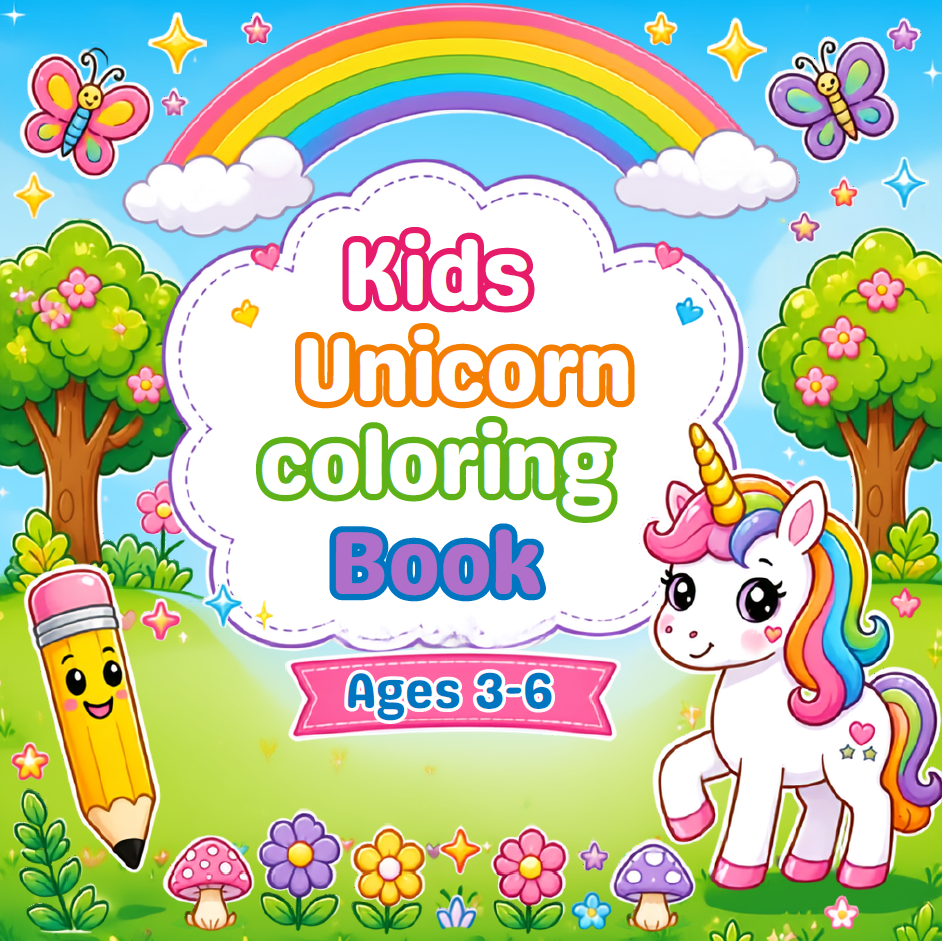 Kids Unicorn Coloring Book cover